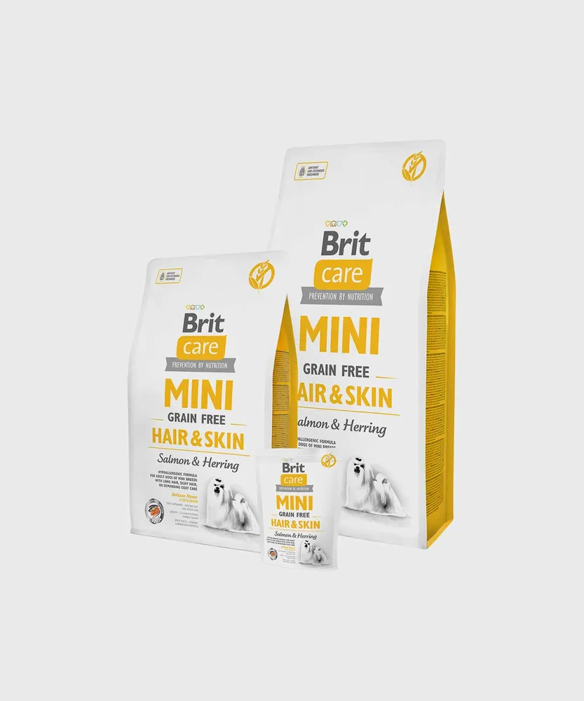 فرمول ضد حساسیت دانه ای Brit care mini grain free hair & skin